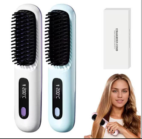 Brosse Lissante Chauffante USB – Lissage Rapide & Cheveux Sublimes en Quelques Minutes