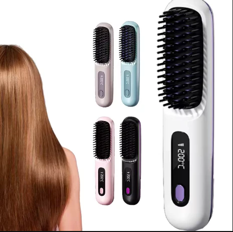 Brosse Lissante Chauffante USB – Lissage Rapide & Cheveux Sublimes en Quelques Minutes