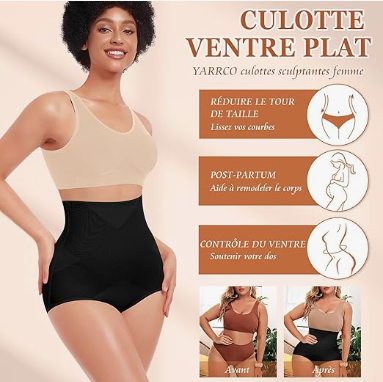 Culotte amincissante pour femme, ventre plat, taille haute, gaine invisible, body sculptant