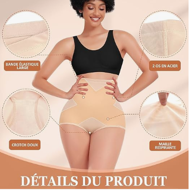 Culotte amincissante pour femme, ventre plat, taille haute, gaine invisible, body sculptant