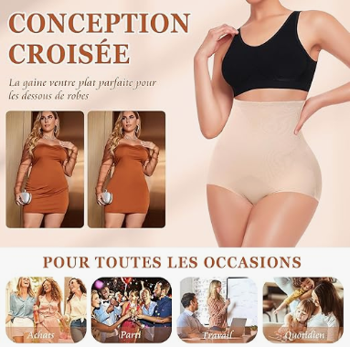 Culotte amincissante pour femme, ventre plat, taille haute, gaine invisible, body sculptant