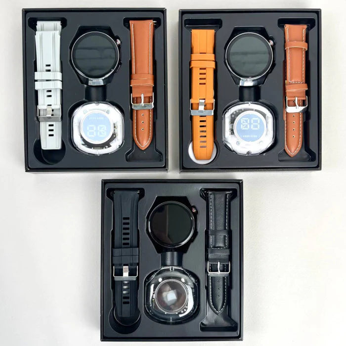 Montres connectée intelligentes D21 à écran rond 2 en 1 avec 1 écouteur et 2 bracelets